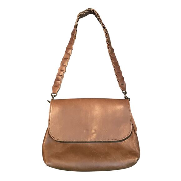 ABLE Perry Braided Shoulder Purse Whiskey Brown Genuine Leather Classic - Picture 4 of 12